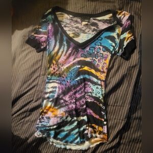 Daytrip Ribbed Animal print Tie Dye Tshirt Size Medium